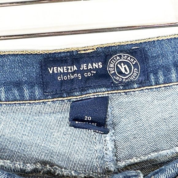 Venezia Plus Size 20 Jeans Blue‎ Denim Wide Straight Cotton Stretch Solid 683 - Picture 7 of 8